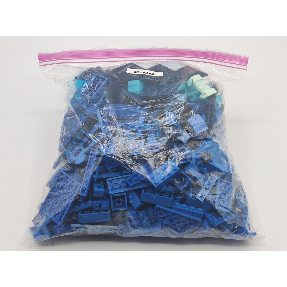 2 lb of Assorted Blue Lego Pieces